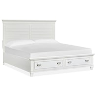 Contemporary California King Panel Bed with Storage Footboard
