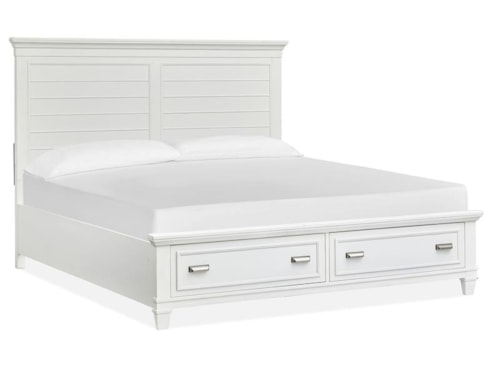 Contemporary Queen Panel Bed with Storage Footboard