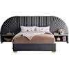 Meridian Furniture Cleo 3-Piece Grey Velvet Queen Bedroom Set