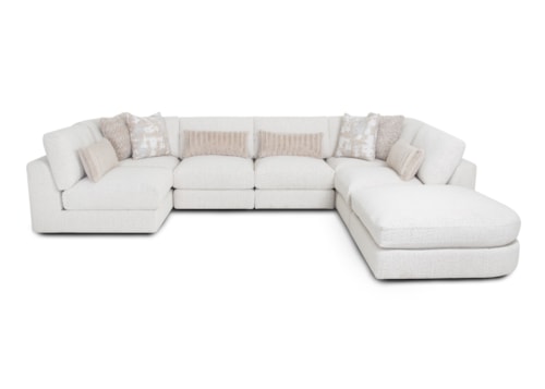 Contemporary 7-Piece Sectional Sofa with Curved Ottoman