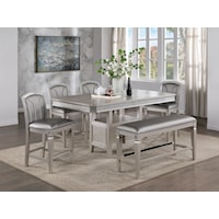 Glam 6-Piece Counter-Height Dining Set