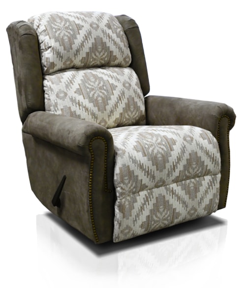 Casual Manual Rocker Recliner with Nail Head Trim