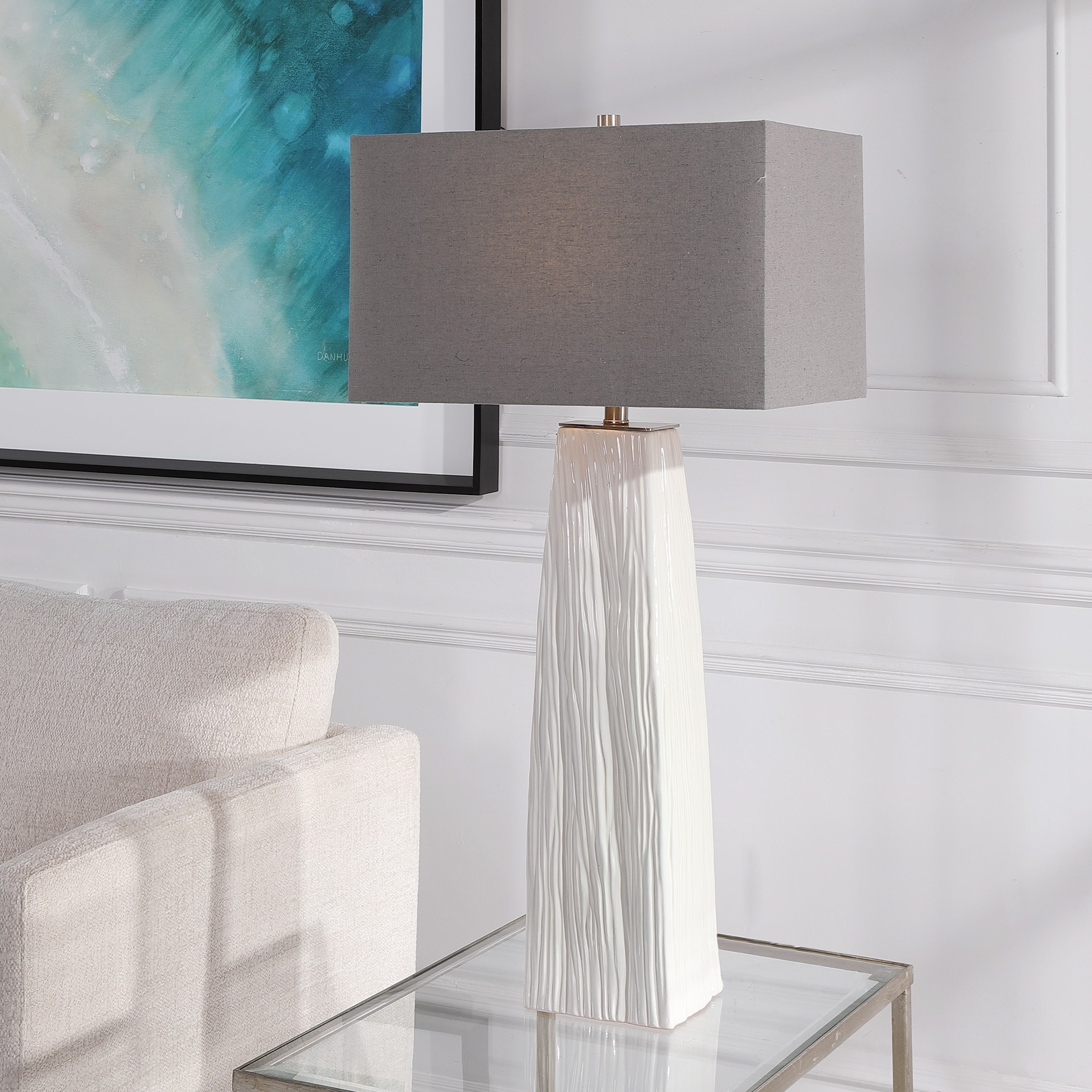 Uttermost Table Lamps Sycamore White Table Lamp