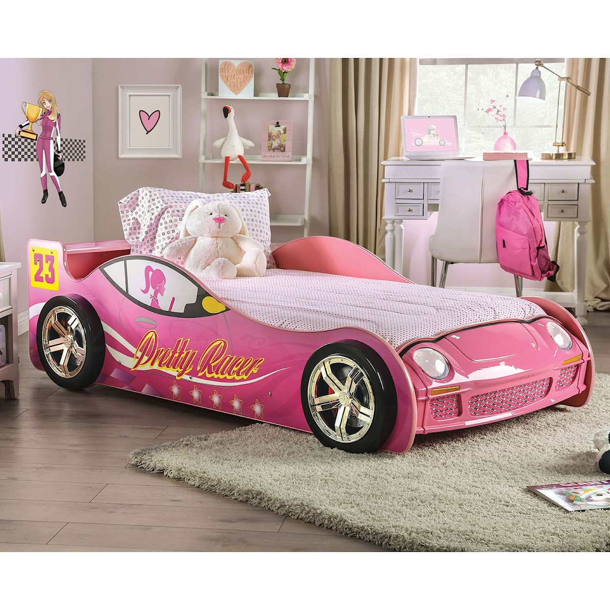 Furniture of America Pretty Girl Car Bed Twin Bed