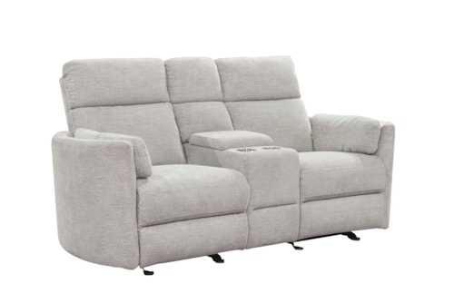 Casual Power Reclining Glider Loveseat with Storage Console