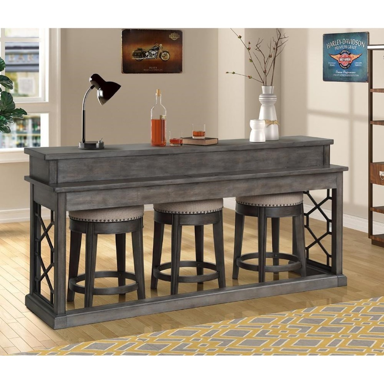 Parker House Sundance Everywhere Console with 3 Stools