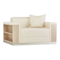 Contemporary Upholstered Chair & a Half with Four Shelves