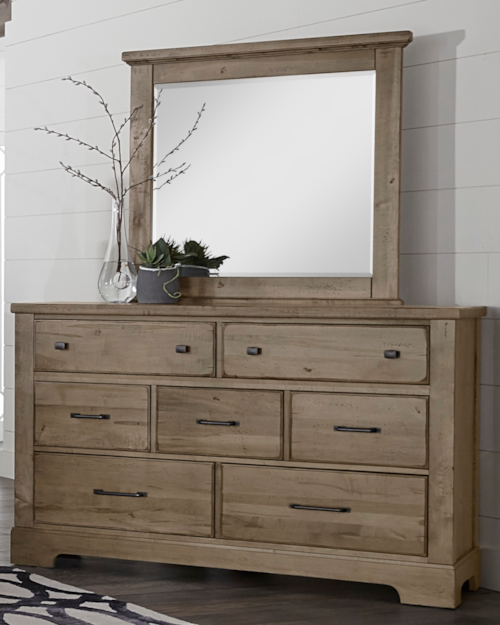 Rustic 7-Drawer Dresser & Mirror Set