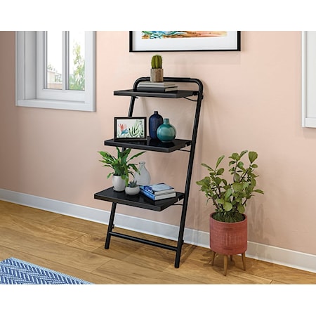 Black 3-Tier Leaning Bookshelf