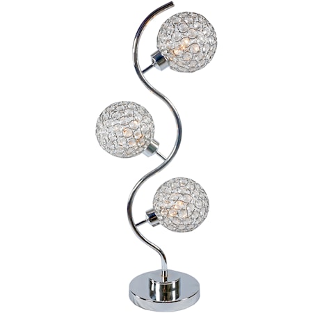 Contemporary 3-Crystal Globe Table Lamp