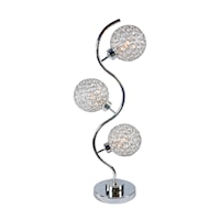 Contemporary 3-Crystal Globe Table Lamp
