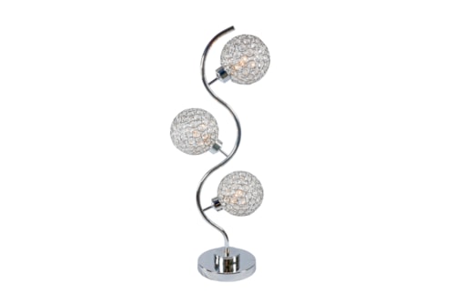 Contemporary 3-Crystal Globe Table Lamp
