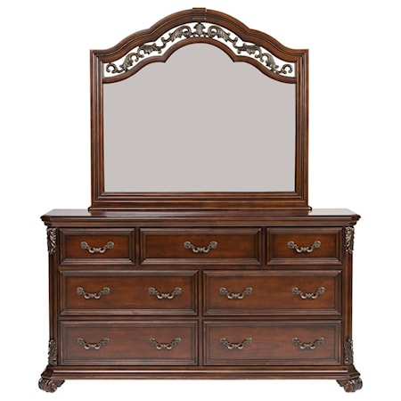 7-Drawer Dresser with Arched Mirror