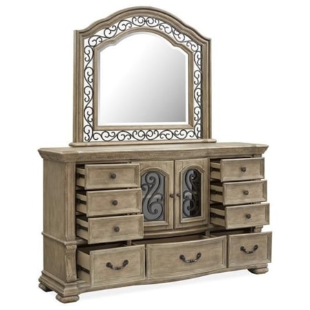 Dresser and Mirror Set
