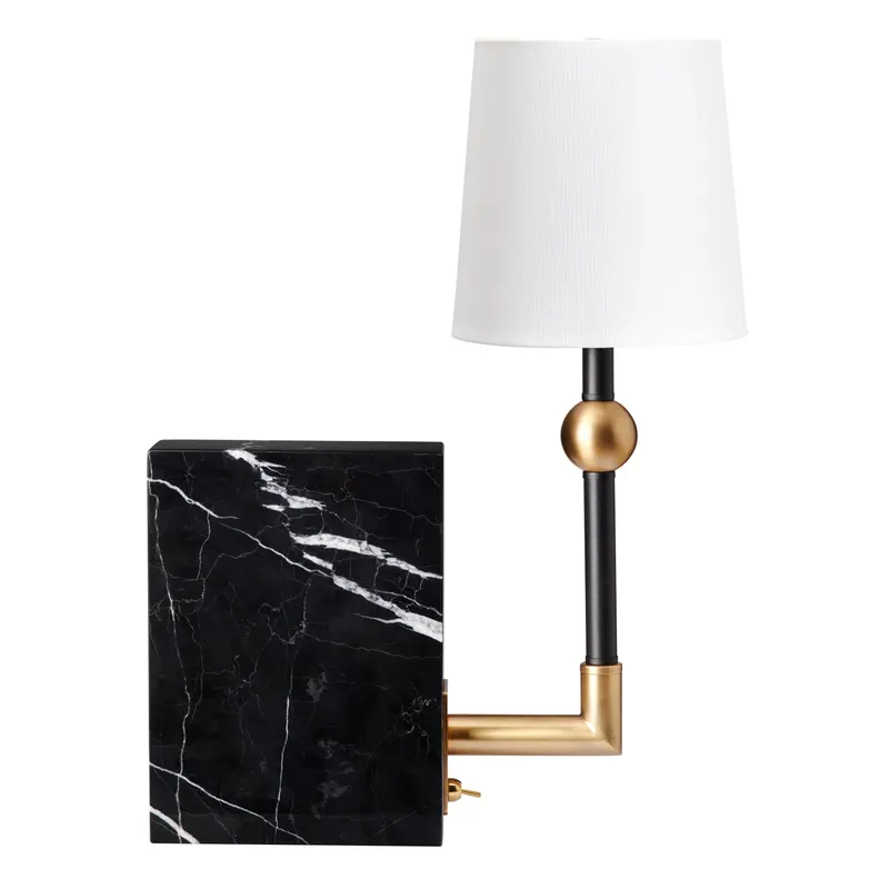 16"H Metal and Marble Table Lamp