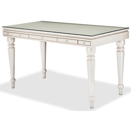 Glam 5-Drawer Writing Desk with Glass Top