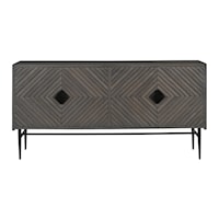 Transitional 4-Door Credenza with Diamond Patterned Door Fronts