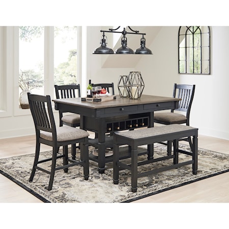 6-Piece Counter Table Set with Bench