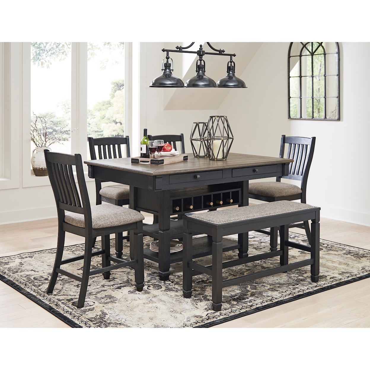 Signature Design by Ashley Tyler Creek 6-Piece Counter Table Set with Bench