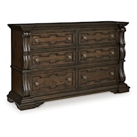 Traditional 6-Drawer Dresser with Felt-Lined Top Drawer