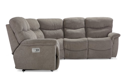 Four Piece Power Reclining Sectional Sofa with LAS Reclining Chaise and One Power Tilt Headrest Chair