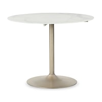 Contemporary Marble Print Glass Top Dining Table