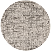 6' Ivory/Grey Round Rug