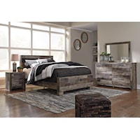 Queen Bed with Mirrored Dresser and Nightstand