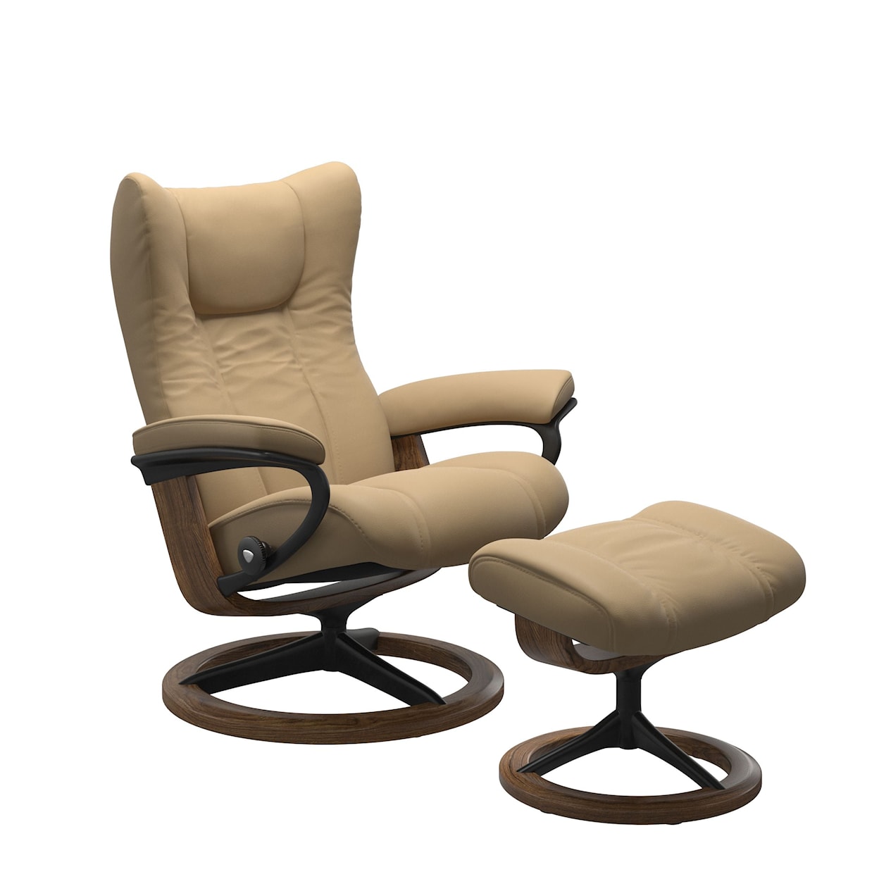 Stressless by Ekornes Wing Medium Chair & Ottoman with Signature Base