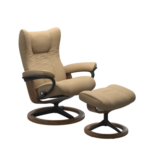Casual Medium Reclining Chair and Ottoman with Signature Base