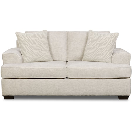 Contemporary Cream Loveseat with Loose Back Pillows