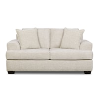 Contemporary Cream Loveseat with Loose Back Pillows