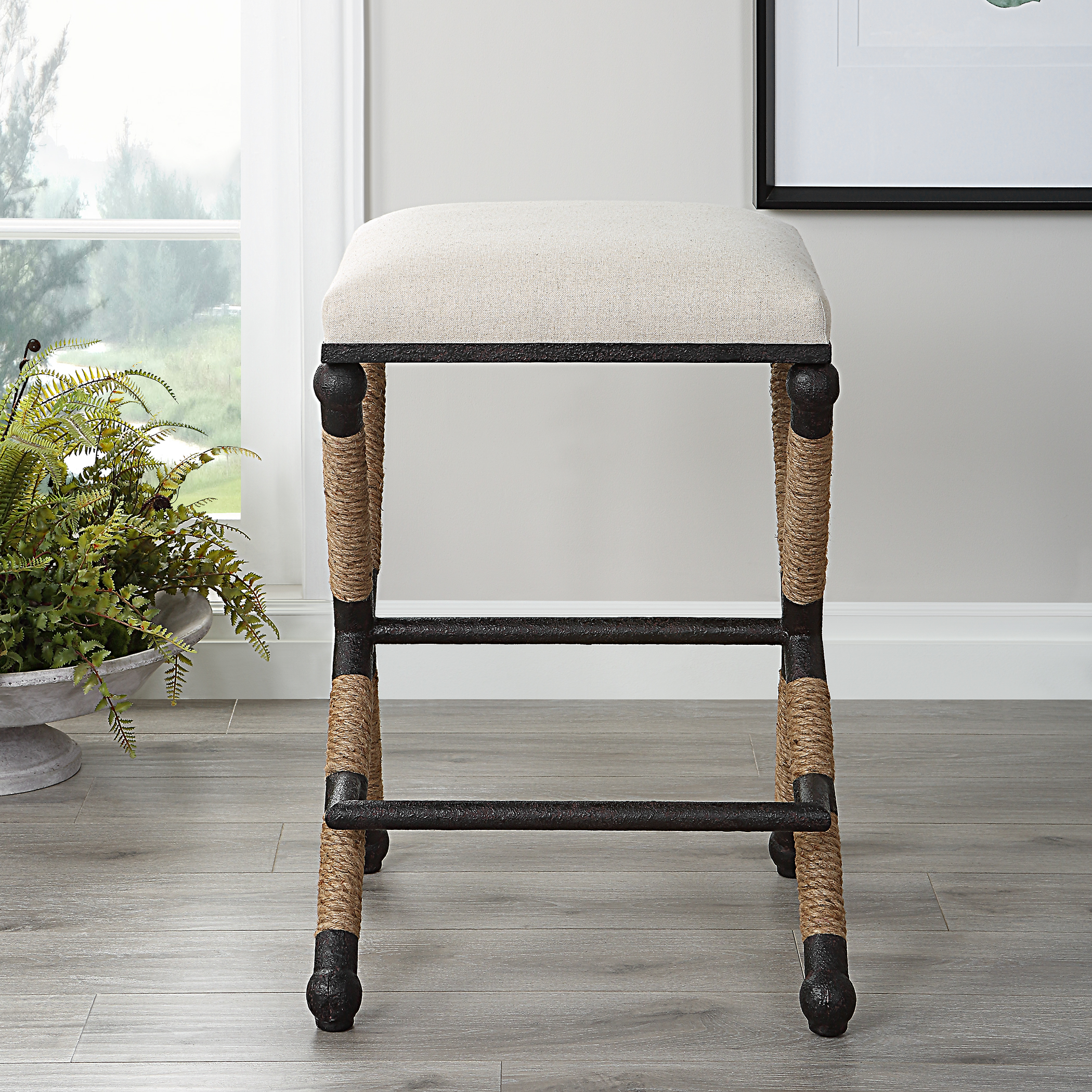 Uttermost Firth Firth Rustic Oatmeal Counter Stool
