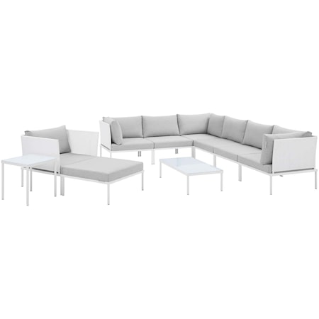 Outdoor 10-Piece Aluminum Sectional Sofa Set