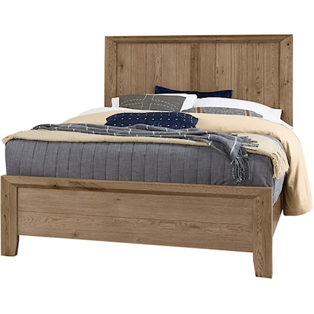 Transitional Rustic Queen Panel Bed