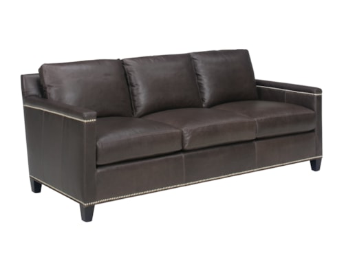 Strada Contemporary Leather Sofa with Nailhead Trim