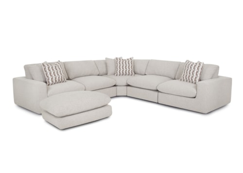 Contemporary 5-Piece Sectional Sofa with Pull-Up Chaise Ottoman