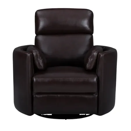Leather Manual Swivel Gliding Club Chair