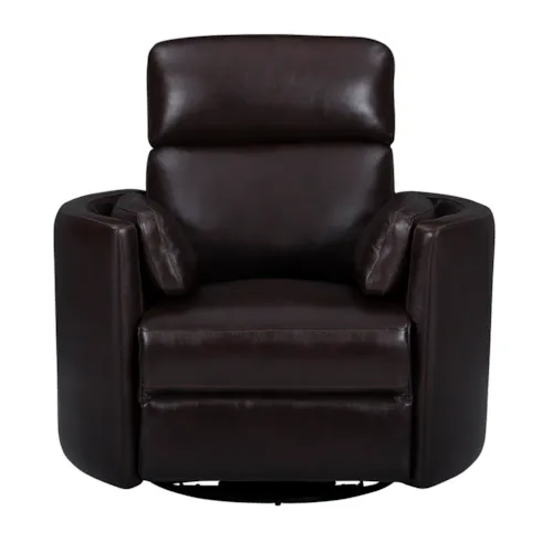 Contemporary Leather Manual Swivel Gliding Club Chair with Cushioned In-Arms