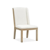 Transitional Farmhouse Upholstered Dining Side Chair with Nailhead Trim 