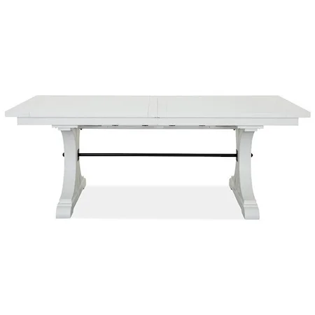Farmhouse Industrial Trestle Dining Table with Buttery Leaves