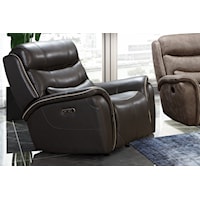 Casual Leather Recliner with Pillow Arms
