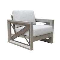 Neutral Contemporary Geometric Metal Patio Arm Chair