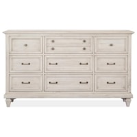 Relaxed Vintage 9-Drawer Dresser with Felt-Lined Top Drawers