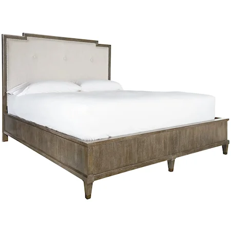 Transitional King Harmony Bed with Upholstered Headboard