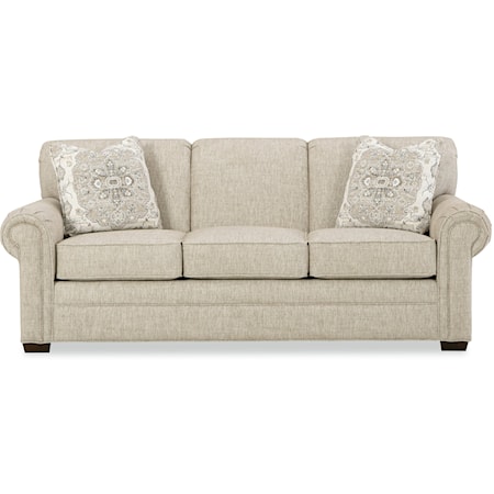 Transitional Sofa with Rolled Arms