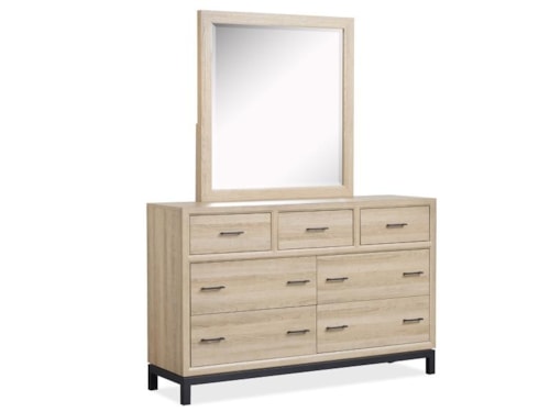 Modern Industrial 7-Drawer Dresser and Mirror Set