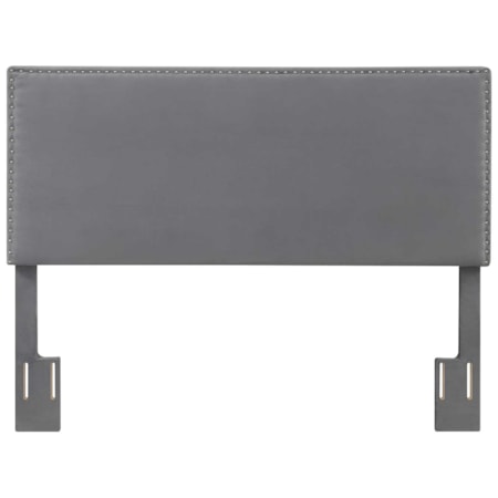 Queen Headboard, Gray Velvet