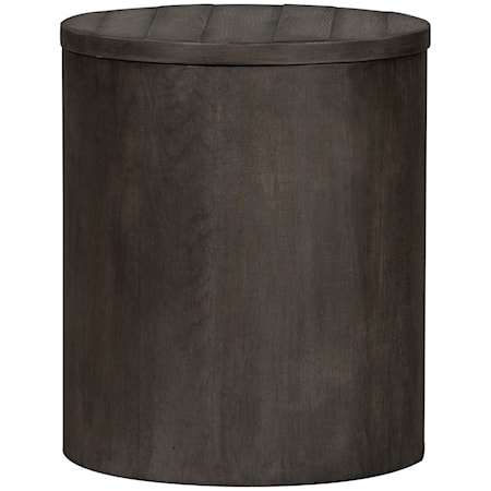 Contemporary Round Drum End Table with Internal Storage