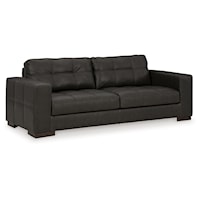 Contemporary Leather Match Sofa with Buttonless Tufting